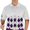 Mens Argyle Arcadia Golf Shirt - ZZZ: Purple/Taupe/White