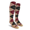 Ladies Over the Calf Argyle Socks Khaki, Black and Maroon