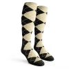 Argyle Socks - Ladies Over-the-Calf - BBB: Black/Natural