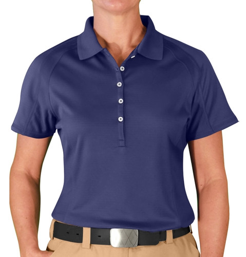 Ladies Sport Hybrid Microfiber Solid Navy Golf Shirt Front