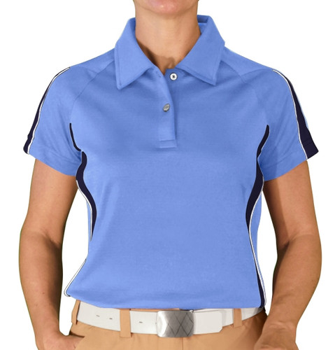 Ladies Sports Microfiber Duel Tone Eagle Light Blue and Navy Blue Shirt Front