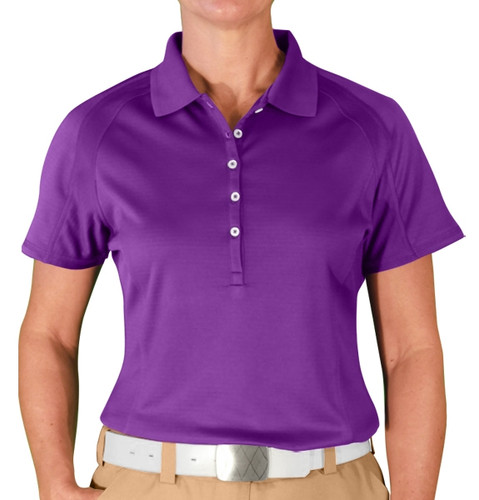 Ladies Sport Hybrid Microfiber Solid Purple Golf Shirt Front