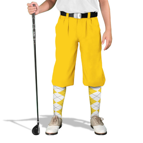 Youth Outdoor Sports Yellow Cotton Golf Knickers Front