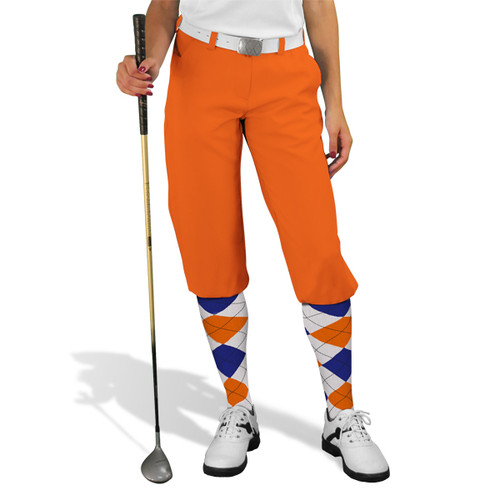 Ladies Outdoor Sports Orange Microfiber Golf Knickers Front