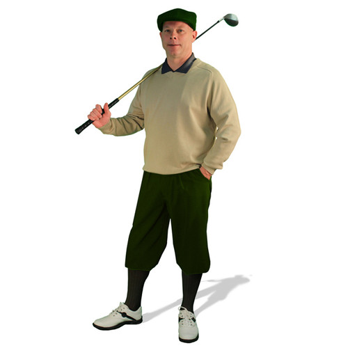 Mens Olive, Black, & Khaki Long Sleeve Sweater Golf Outfit