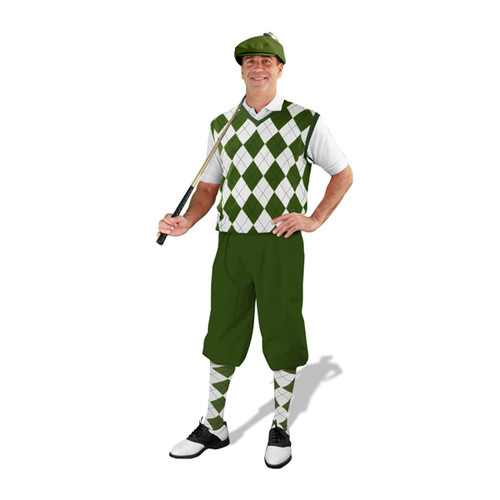 Mens Olive and White Sweater Golf Outfit