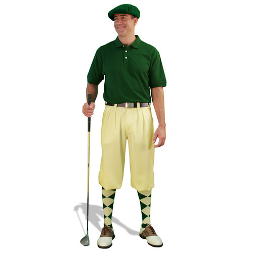 Mens Natural & Dark Green Golf Outfit