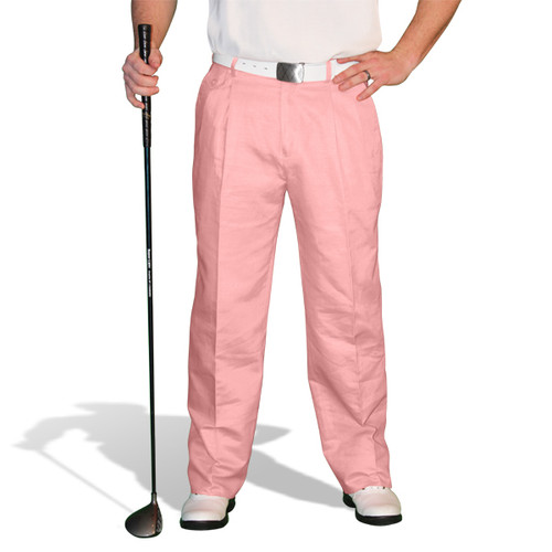 Mens Outdoor Sports Solid Pink Cotton Golf Trousers Front
