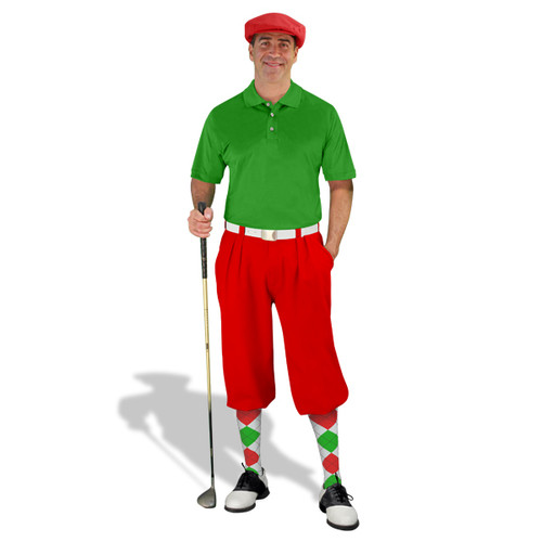 Mens Red, Lime & White Golf Outfit