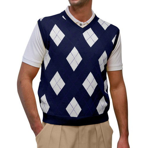 Argyle Sweater Vest & Socks - Signature Series - Mens Navy and White