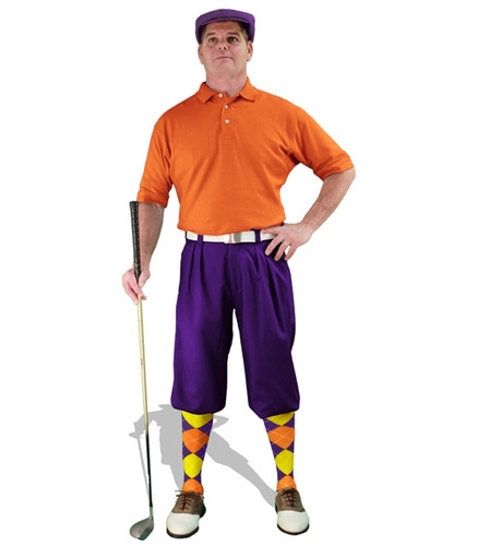 Mens Purple, Orange & Yellow Golf Outfit