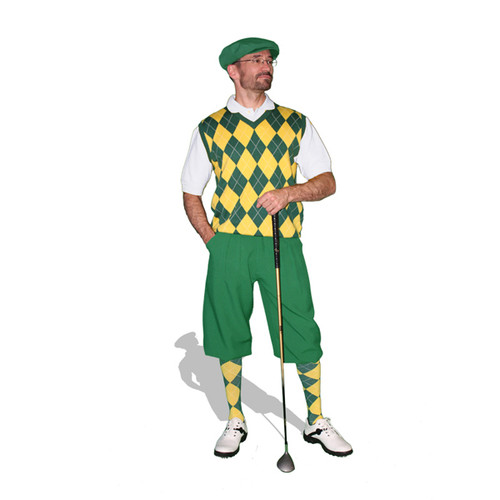Mens Dark Green & White Sweater Golf Outfit