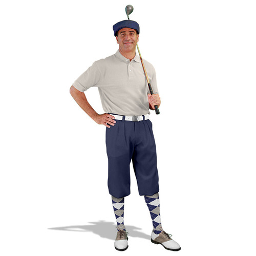 Mens Navy, Taupe & White Golf Outfit