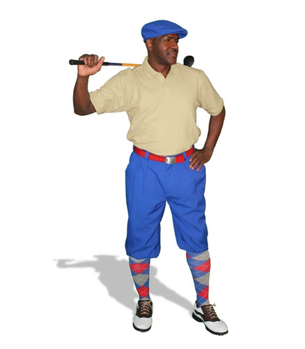 Mens Royal, Red & Taupe Golf Outfit