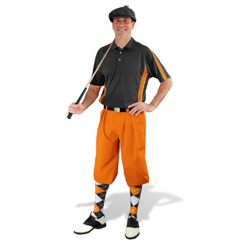 Mens Orange, Black & White Golf Outfit