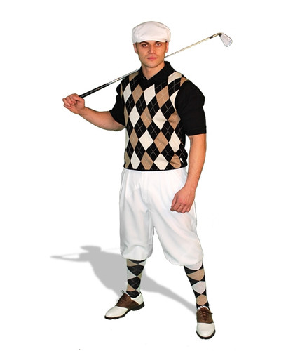 Mens White, Black & Khaki Sweater Golf Outfit