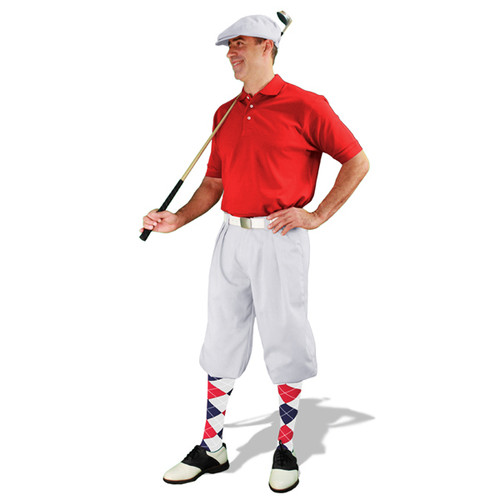 Mens White, Red & Navy Golf Outfit