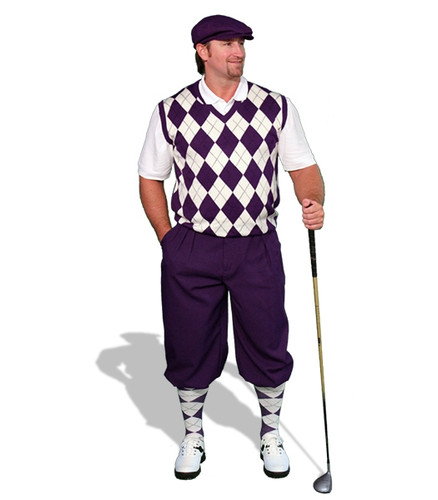 Mens Purple & White Sweater Golf Outfit
