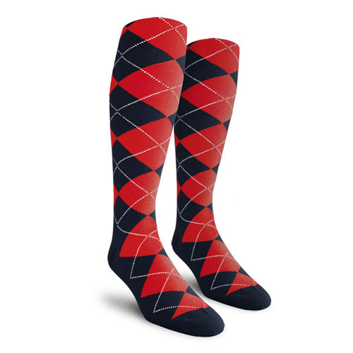 Argyle Socks - Ladies Over-the-Calf - NN: Navy/Red