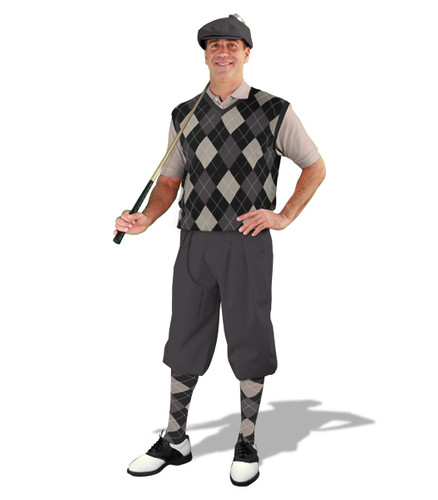 Mens Charcoal, Black, & Taupe Sweater Golf Outfit