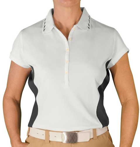 Ladies Sports Microfiber Duel Tone Clubman White and Black Shirt Front