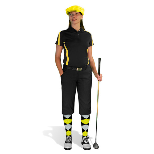 Ladies Black, Yellow & White Golf Outfit