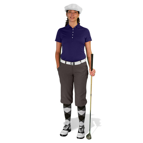 Ladies Charcoal, Navy & White Golf Outfit