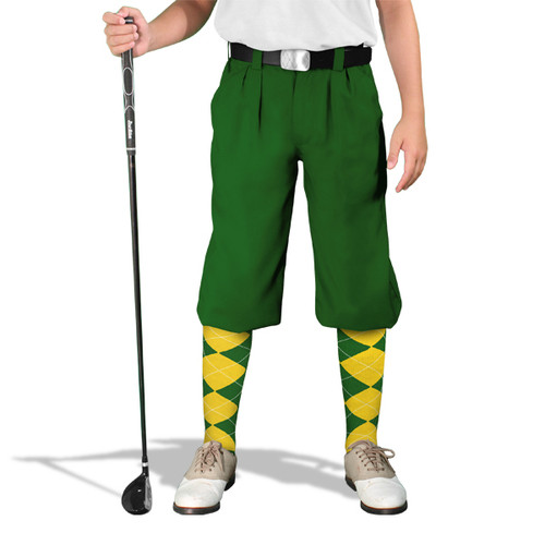 Youth Outdoor Sports Dark Green Cotton Golf Knickers Front