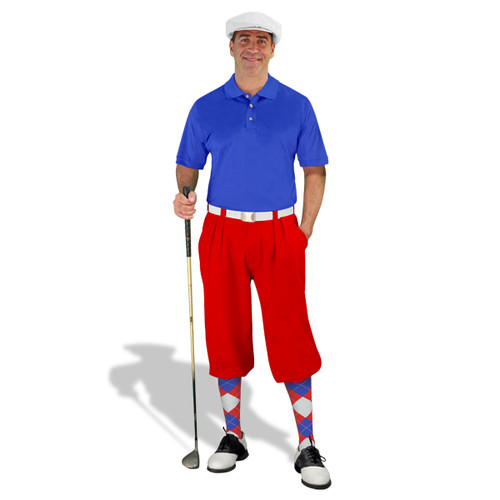 Mens Red, Royal & White Golf Outfit