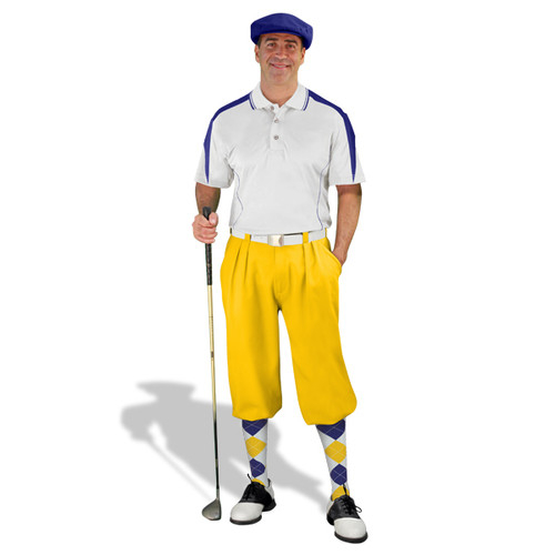 Mens Wedge White/Navy & Yellow Golf Outfit