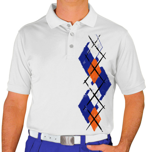 Mens Argyle Paradise Golf Shirt - 5S: Royal/White/Orange