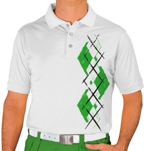 Mens Argyle Paradise Golf Shirt - AA: Lime/White