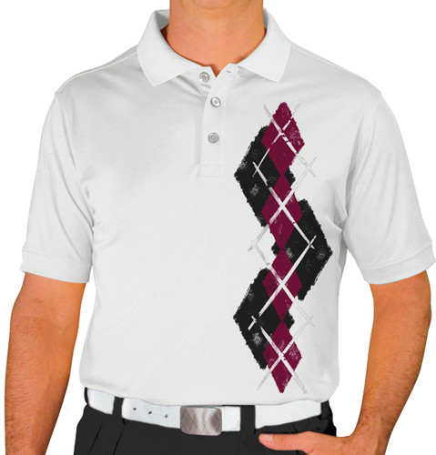 Mens Argyle Paradise Golf Shirt - DD: Black/Maroon