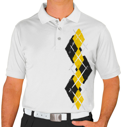 Mens Argyle Paradise Golf Shirt - I: Black/Yellow