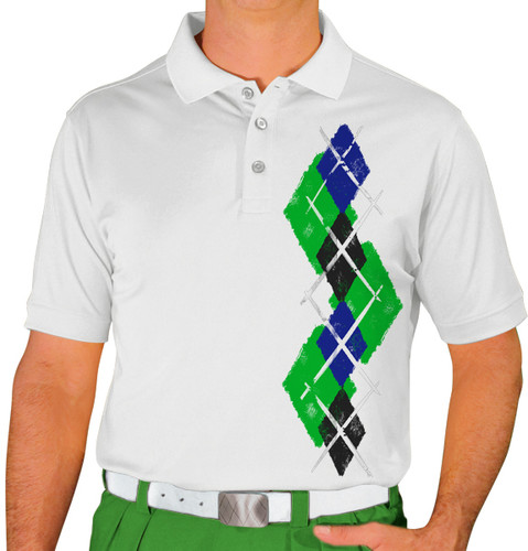 Mens Argyle Paradise Golf Shirt - III: Lime/Black/Royal