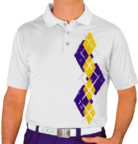 Mens Argyle Paradise Golf Shirt - JJ: Purple/Yellow