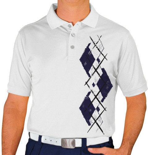Mens Argyle Paradise Golf Shirt - M: Navy/White