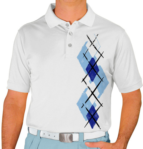 Mens Argyle Paradise Golf Shirt - UUU: Light Blue/Royal/White