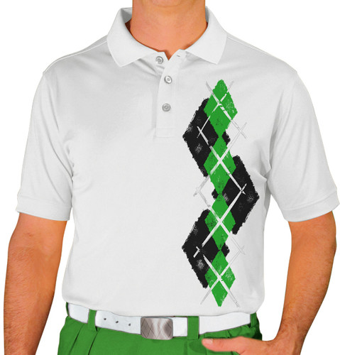 Mens Argyle Paradise Golf Shirt - XX: Black/Lime
