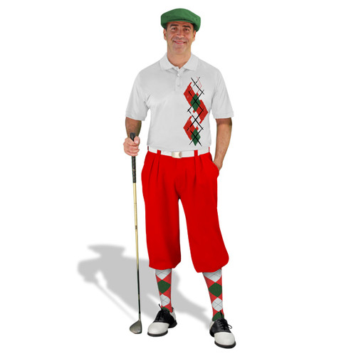 Golf Knickers Argyle Paradise Outfit 5P - Red/Dark Green/White