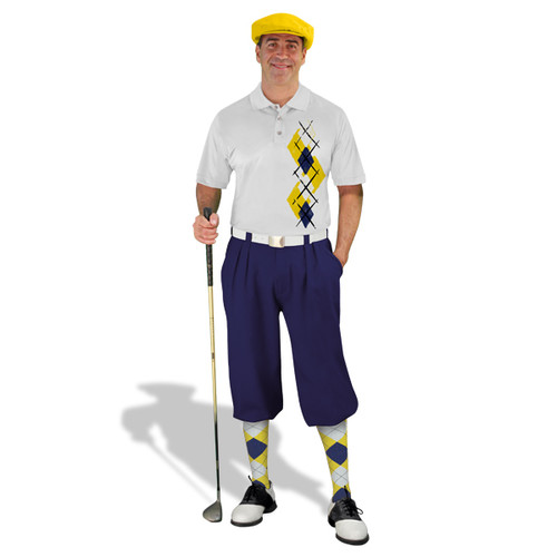 Golf Knickers Argyle Paradise Outfit 5Z - Yellow/Navy/White