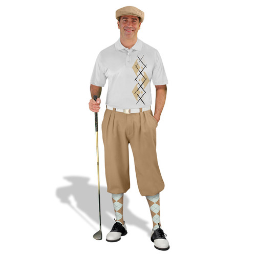 Golf Knickers Argyle Paradise Outfit GGG - Khaki/White