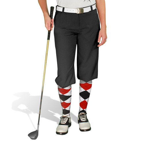 Ladies Golf Knickers Argyle Paradise Outfit ZZZZ - White/Black/Red