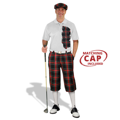 Golf Outfit - Mens Plaid² Black Stewart