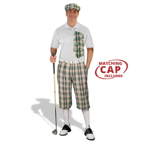 Golf Outfit - Mens Plaid² Khaki Stewart