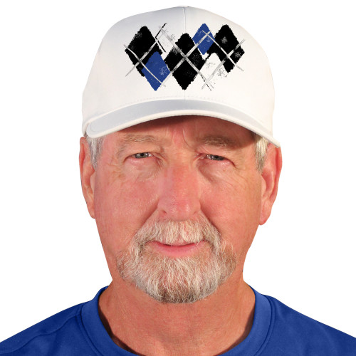 Active Series Sports Mens Baseball Cap Argyle Paradise Black, Royal and White Design Front