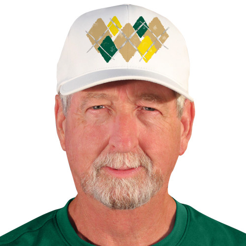 Active Series Sports Mens Baseball Cap Argyle Paradise Khaki, Dark Green and Yellow Design Front