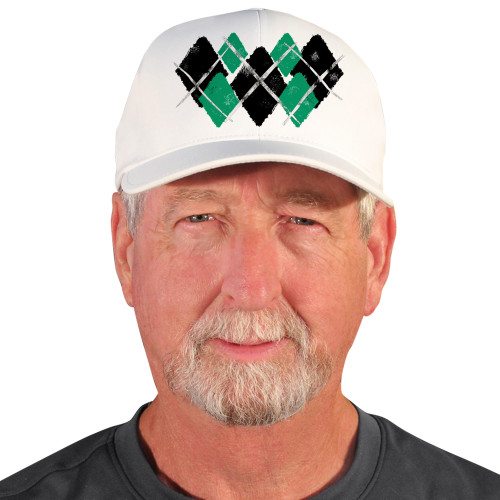 Active Series Sports Mens Baseball Cap Argyle Paradise Black and Lime Design Front