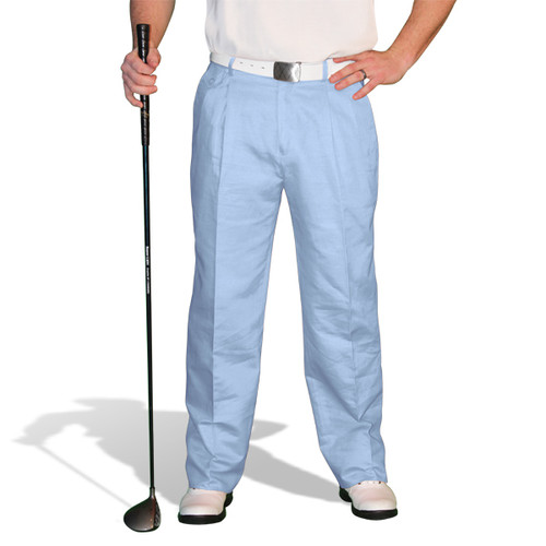 Mens Outdoor Sports Solid Light Blue Cotton Golf Trousers Front