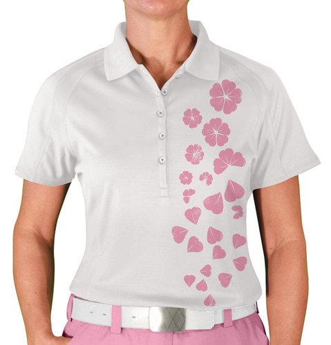 Ladies Graphic Golf Shirt - Cherry Blossoms